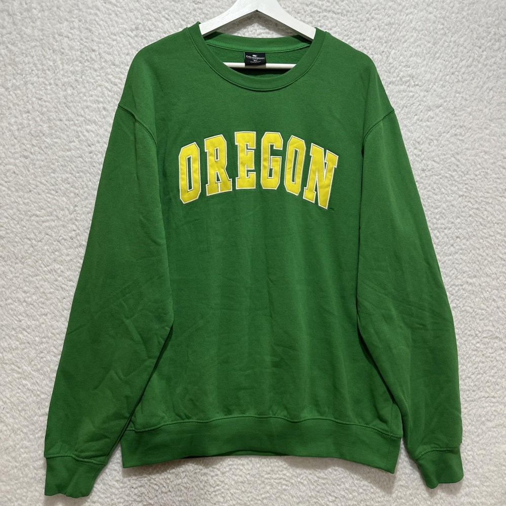 Colosseum Men's XL Green Oregon Ducks Fleece Pullover Sweatshirt Long Sleeve NWT